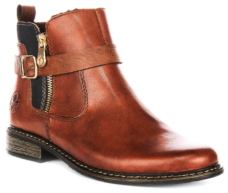 women's ankle boots with velvetRieker Z4959-22 In Brown For Women