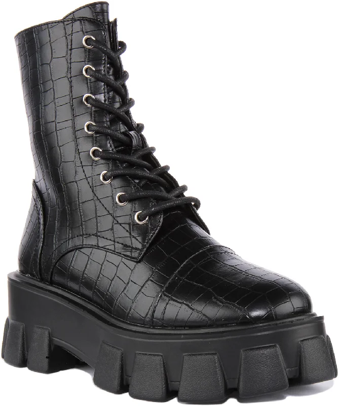 women's ankle boots with chunky heelsWomens Lace up Oxford Toe Croc Effect Ankle Boot women's ankle boots with chunky heelsWomens Lace up Oxford Toe Croc Effect Ankle Boot
