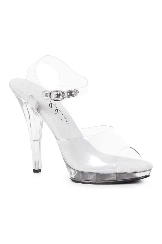 Women's Strappy Heeled Sandals with Ankle Strap in Nude for a Chic and Versatile Look 521-BROOK-W Sandal  | Clear Vinyl