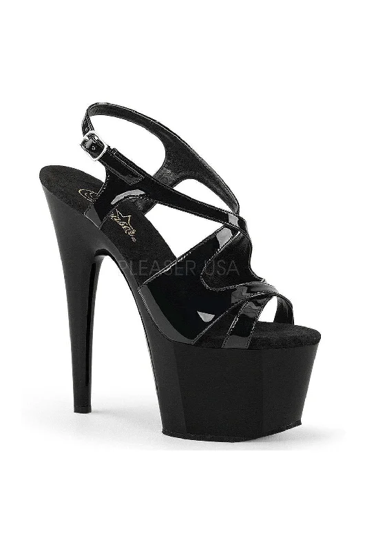 Plus Size Women's Gladiator - Style Heeled Sandals with Multiple Straps in Tan for a Boho - Inspired Ensemble ADORE-730 Platform Sandals | Black Patent