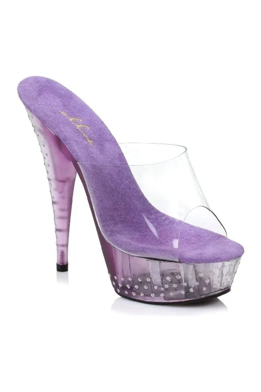 Women's Beaded Heeled Sandals with Strappy Design in White for a Romantic and Feminine Wedding Guest Outfit 609-ELSA Platform Slide  | Clear Vinyl