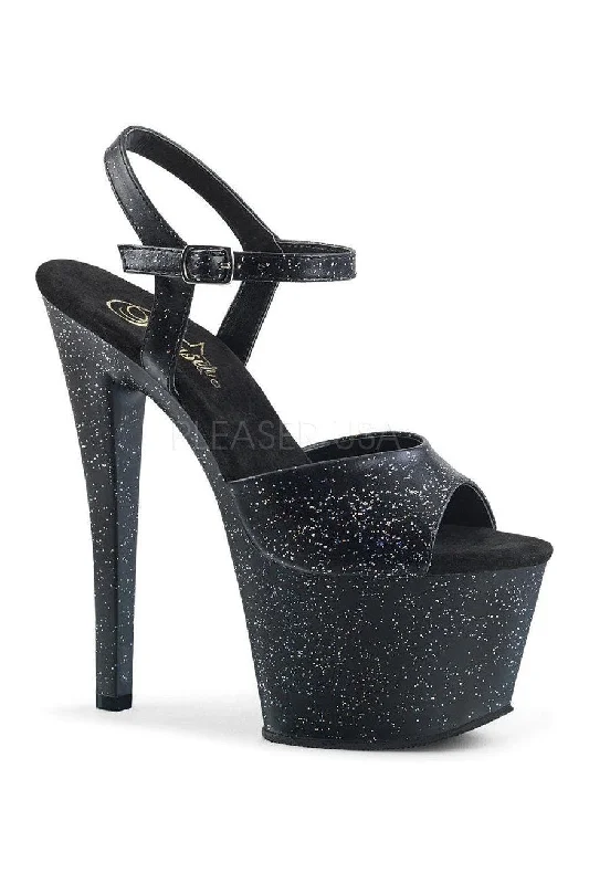 Plus Size Women's Wedge Heeled Sandals with Cork Sole in Beige for Added Comfort and Style SKY-309MMG Platform Sandal | Black Faux Leather Plus Size Women's Wedge Heeled Sandals with Cork Sole in Beige for Added Comfort and Style SKY-309MMG Platform Sandal | Black Faux Leather