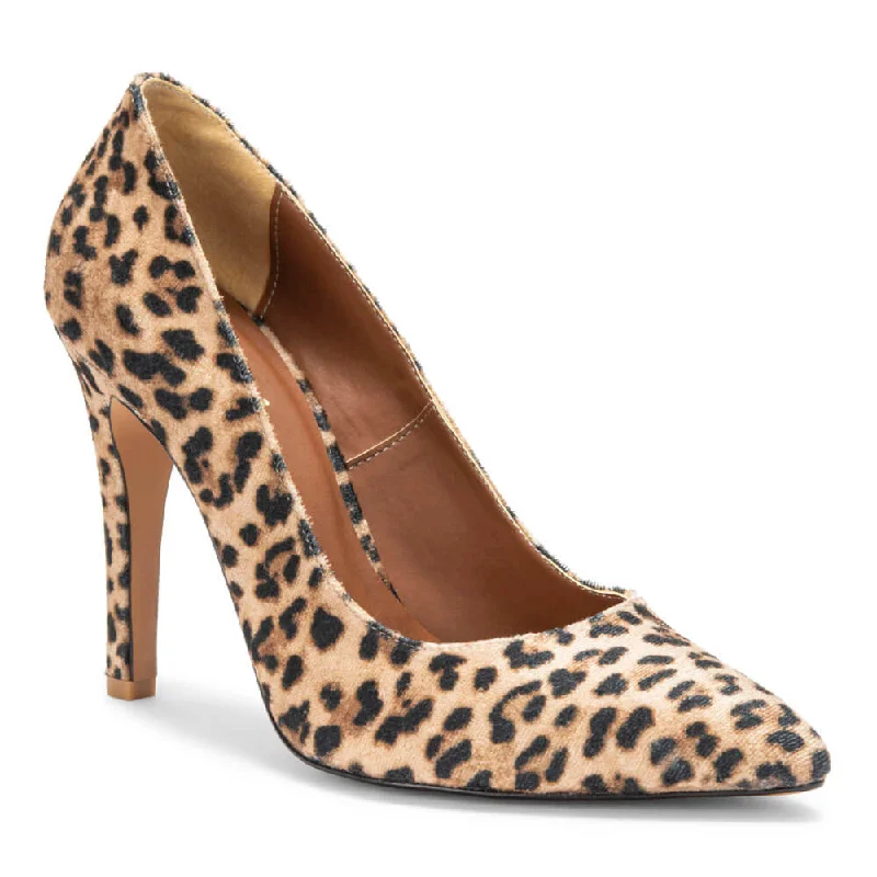Women's mesh - paneled stiletto heel pumps for breathability Sybil - Tan Leopard - Street Sole Women's mesh - paneled stiletto heel pumps for breathability Sybil - Tan Leopard - Street Sole
