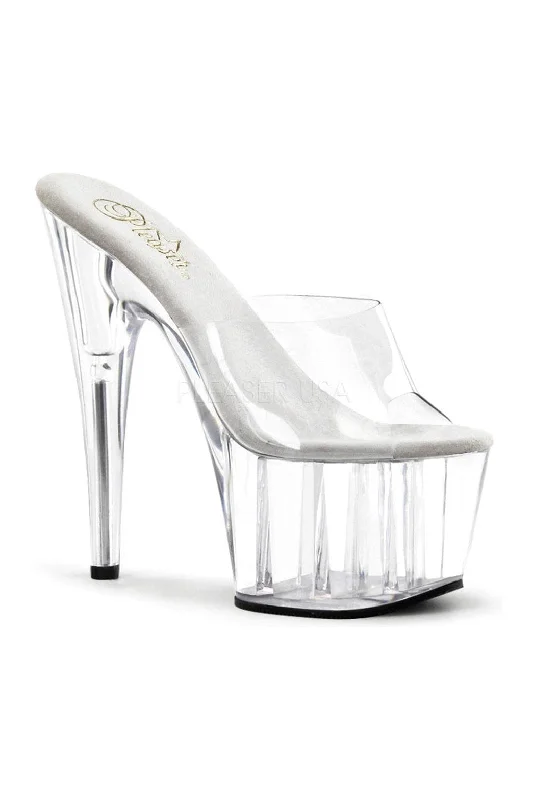 Women's Floral - Embroidered Heeled Sandals with Stiletto Heel in Multicolor for a Vibrant and Eye - Catching Outfit ADORE-701 Platform Slide  | Clear Vinyl