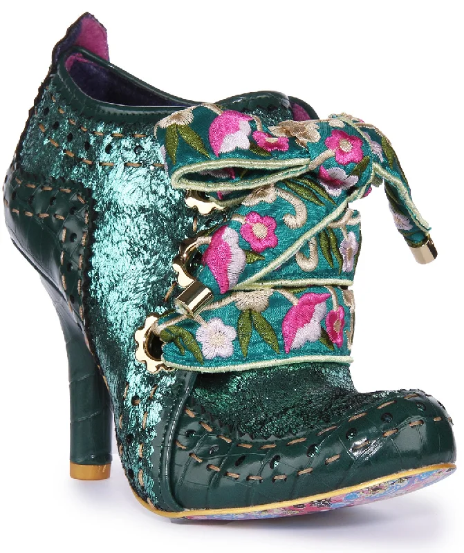 women's ankle boots with zippersIrregular Choice Abigails Flower In Green For Women