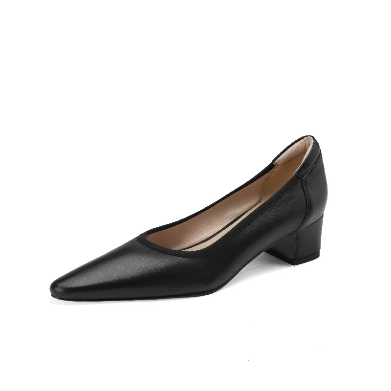 Women's wide - width stiletto heel pumps for a comfortable fit TinaCus Women's Handmade Genuine Leather Pointed Toe Chunky Heel Slip On Pumps Women's wide - width stiletto heel pumps for a comfortable fit TinaCus Women's Handmade Genuine Leather Pointed Toe Chunky Heel Slip On Pumps