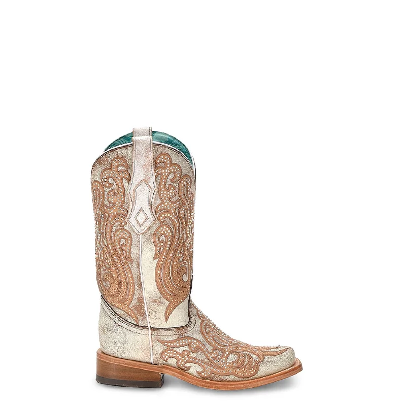 women's tall cowboy bootsCorral Womens Distressed Crystals Square Toe White Cowhide 12in Cowboy Boots women's tall cowboy bootsCorral Womens Distressed Crystals Square Toe White Cowhide 12in Cowboy Boots