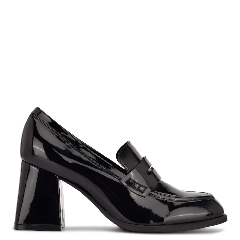 Women's metallic leather stiletto heel pumps with a reflective surface Zest Heeled Loafers Women's metallic leather stiletto heel pumps with a reflective surface Zest Heeled Loafers