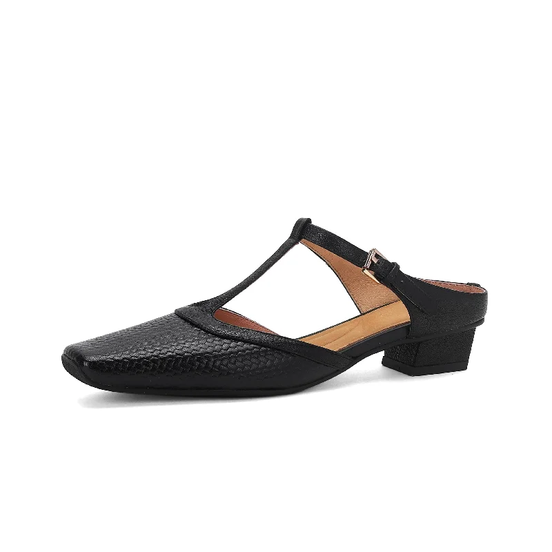 Women's shock - absorbing stiletto heel pumps for all - day wear TinaCus Women's Genuine Leather Handmade T-Strap Chunky Heel Buckle Slingback Sandal Pumps Women's shock - absorbing stiletto heel pumps for all - day wear TinaCus Women's Genuine Leather Handmade T-Strap Chunky Heel Buckle Slingback Sandal Pumps