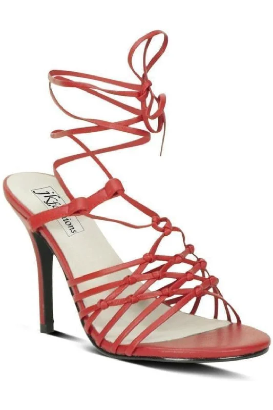 Women's Strappy Heeled Sandals with Ankle Strap in Nude for a Chic and Versatile Look Sexy-9721 Strappy Leg Wrap Sandal | Red Leather Women's Strappy Heeled Sandals with Ankle Strap in Nude for a Chic and Versatile Look Sexy-9721 Strappy Leg Wrap Sandal | Red Leather