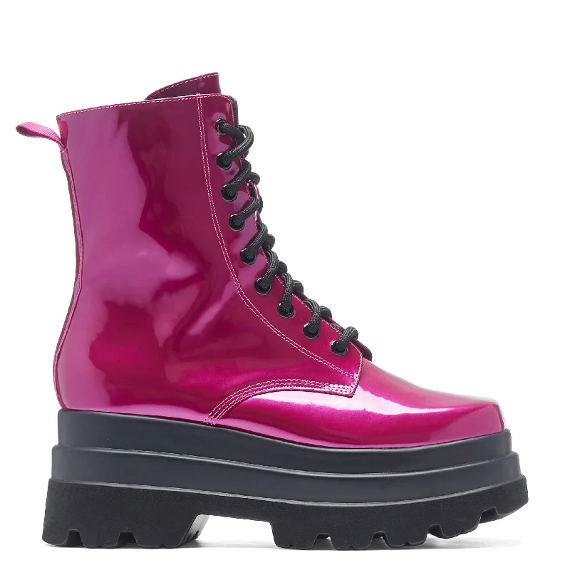 women's ankle boots with pointed toeDeathwatch Trident Platform Boots - Candy Pink