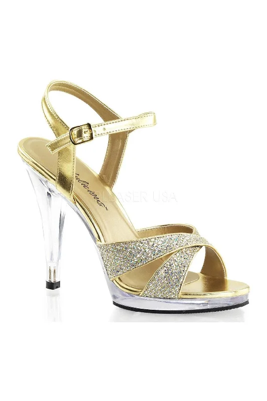 Plus Size Women's Chunky Heeled Sandals with T - Strap in Olive Green for a Practical and Fashionable Option FLAIR-419(G) Sandal | Clear Glitter