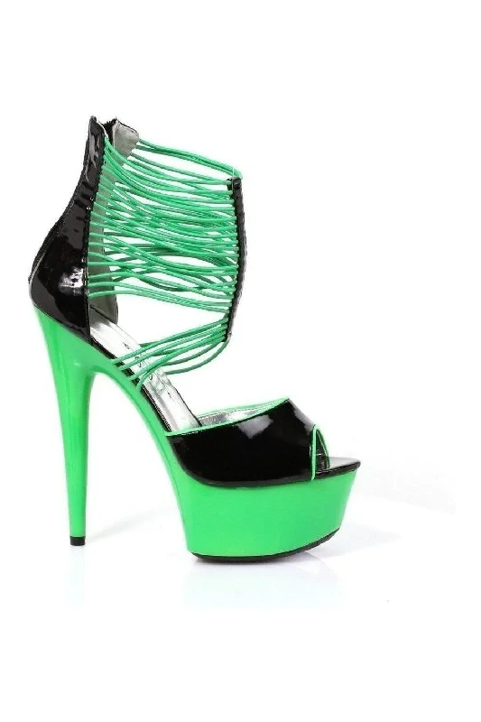 Women's Platform Heeled Sandals with Open Toe in Black for a Stylish and Comfortable Summer Pair 609-ADORE Platform Sandal  | Green Patent