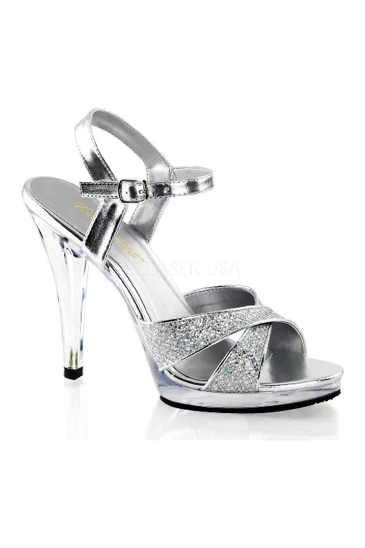 Women's Snake Print Heeled Sandals with Platform and Open Toe in Black and Gold for a Sexy and Trendy Vibe FLAIR-419(G) Sandal | Clear Glitter