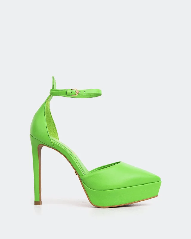 Women's wide - width stiletto heel pumps for a comfortable fit Charmed Green Leather Women's wide - width stiletto heel pumps for a comfortable fit Charmed Green Leather