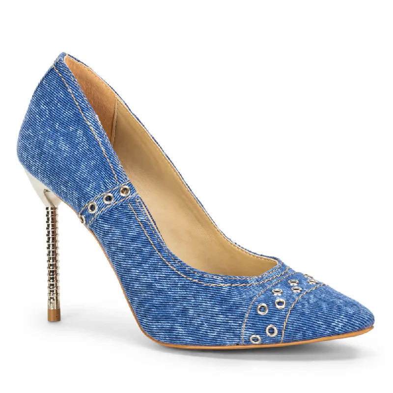 Women's genuine leather stiletto heel pumps with a soft finish Deran - Denim - Street Sole Women's genuine leather stiletto heel pumps with a soft finish Deran - Denim - Street Sole