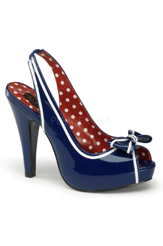 Women's Embroidered Heeled Sandals with Wedge Heel and Open Back in Cream for a Bohemian and Relaxed Summer Outfit BETTIE-05 Sandal | Blue Patent