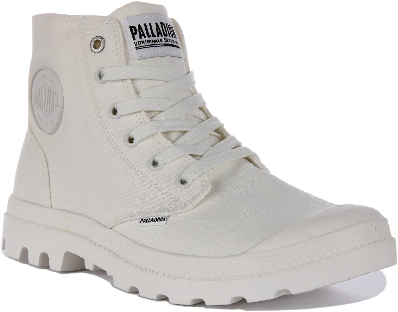 women's ankle boots with tasselPalladium Mono Chrome In White Canvas