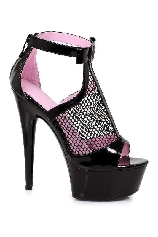 Women's Platform Heeled Sandals with Open Toe in Black for a Stylish and Comfortable Summer Pair 609-CAIS Platform Sandal  | Black Patent