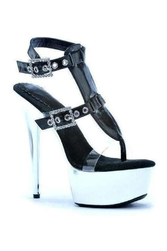Women's Platform Heeled Sandals with Open Toe in Black for a Stylish and Comfortable Summer Pair 609-GENEVA Platform Sandal  | Black Patent