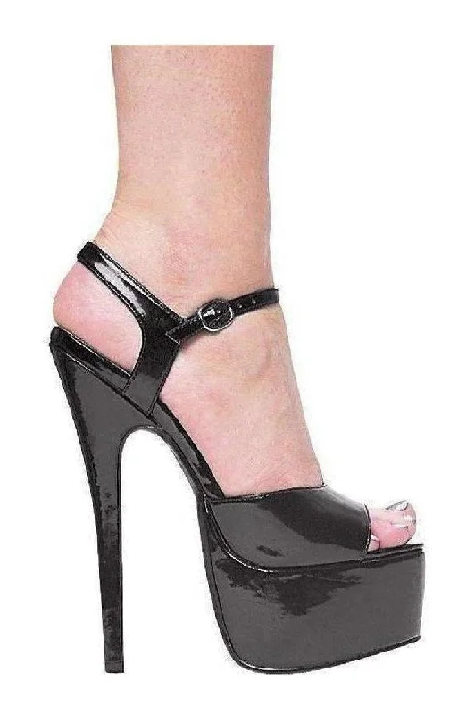 Plus Size Women's Gladiator - Style Heeled Sandals with Multiple Straps in Tan for a Boho - Inspired Ensemble 652-JULIET Platform Sandal  | Black  Patent