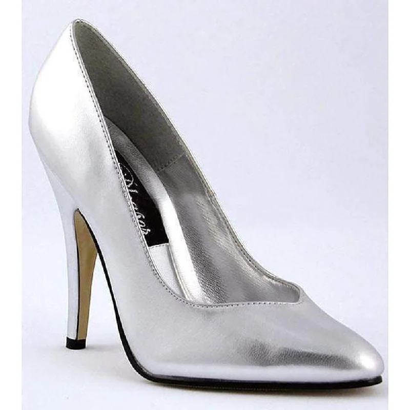 Women's genuine leather stiletto heel pumps with a soft finish SS-V-THROAT PUMP-Silver Women's genuine leather stiletto heel pumps with a soft finish SS-V-THROAT PUMP-Silver