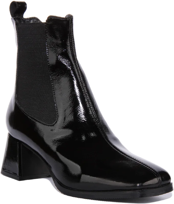 women's ankle boots with bow detailsJustinreess England Emelia In Black Patent For Women