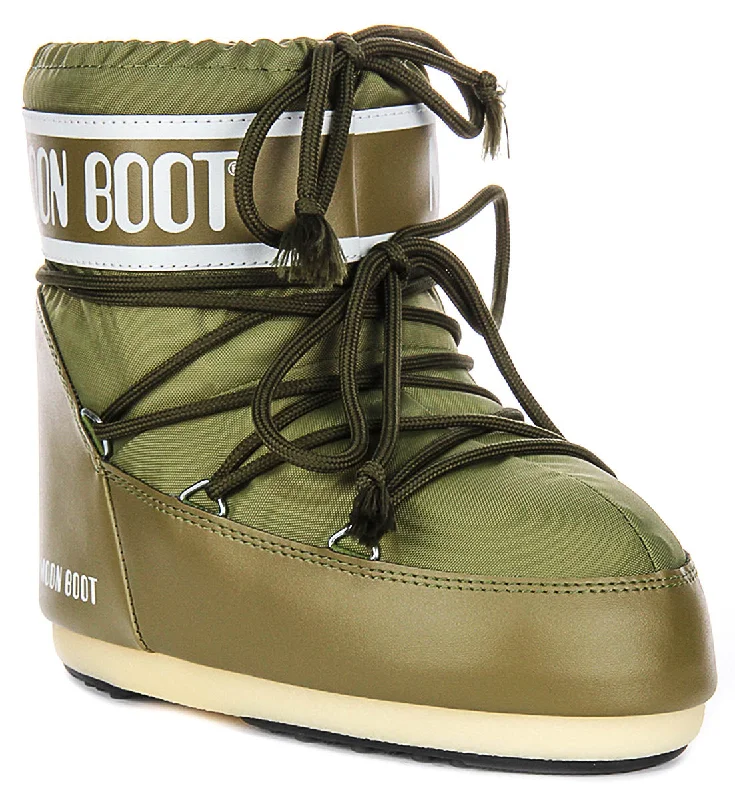 women's ankle boots with bucklesMoon Boot Icon Low Nylon In Khaki For Women