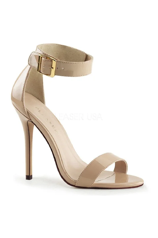 Women's Floral - Embroidered Heeled Sandals with Stiletto Heel in Multicolor for a Vibrant and Eye - Catching Outfit AMUSE-10 Sandal  | Bone Patent