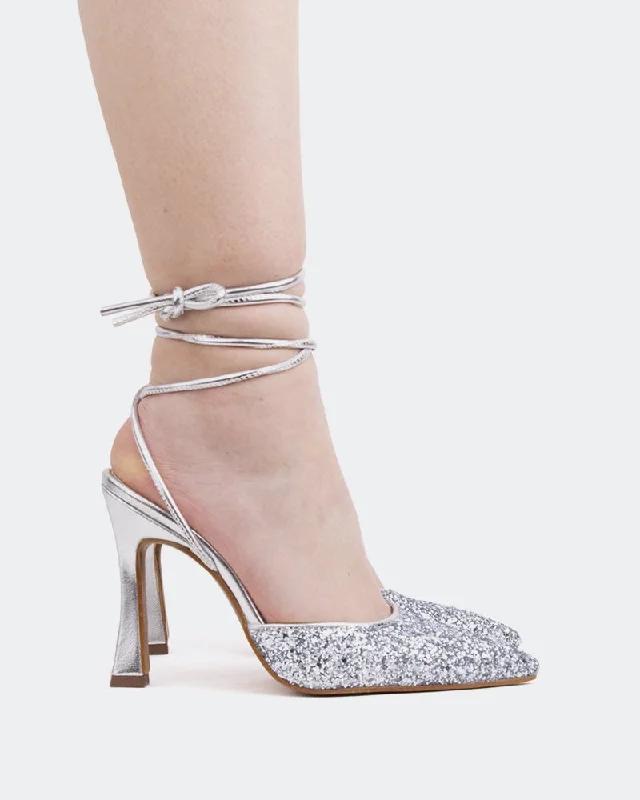 Women's charcoal gray stiletto heel pumps for a neutral yet stylish option Cortes, Silver Glitter/Briller Argenté Women's charcoal gray stiletto heel pumps for a neutral yet stylish option Cortes, Silver Glitter/Briller Argenté