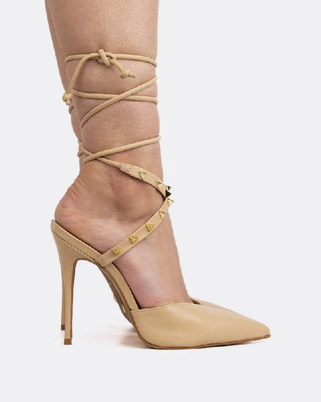 Women's red - carpet stiletto heel pumps for a glamorous event Naomie Camel Leather
