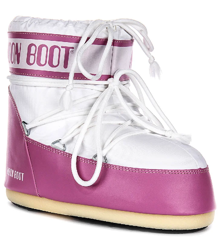 women's chelsea ankle bootsMoon Boot Icon Low Nylon In Pink White For Women