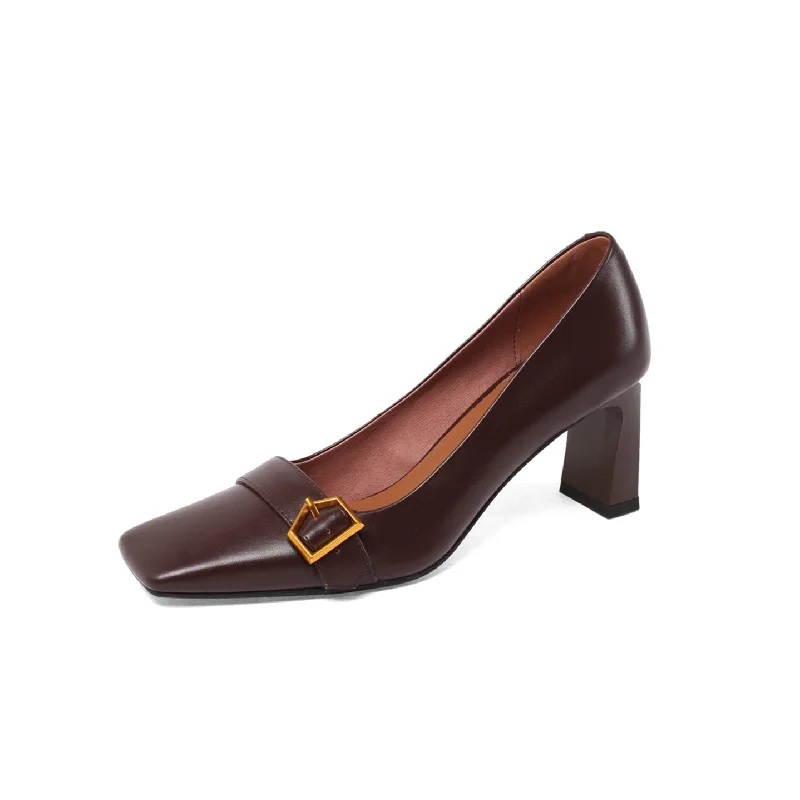 Women's tassel - adorned stiletto heel pumps for a bohemian touch TinaCus Women's Genuine Leather Square Toe Handmade Mid Chunky Heel Vintage Dress Pumps with Buckle Women's tassel - adorned stiletto heel pumps for a bohemian touch TinaCus Women's Genuine Leather Square Toe Handmade Mid Chunky Heel Vintage Dress Pumps with Buckle