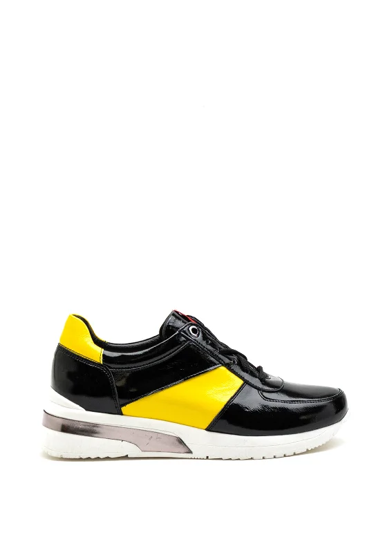 Bioeco by Arka Patent Colour Block Trainer, Black Yellow
