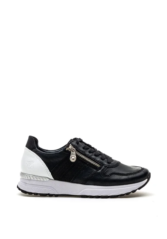 Rieker Womens Leather Zip Low Wedged Trainers, Navy