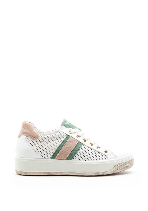 Igi & Co Perforated Leather Chunky Trainers, White Multi