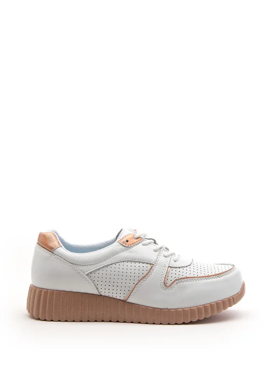 Patrizio Como Marettimo Metallic Ribbed Chunky Sole Trainer, White & Pink