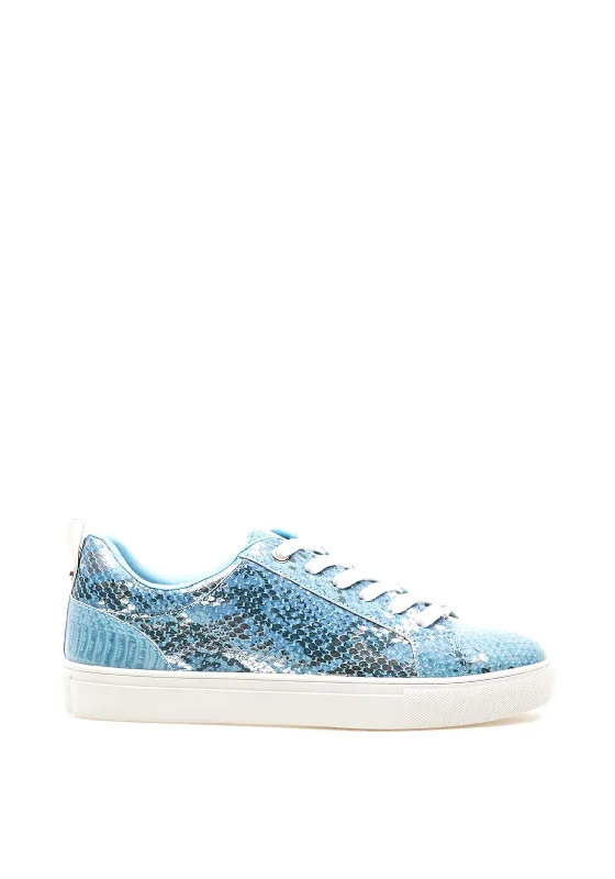 Rant & Rave Denise Reptile Metallic Trainers, Blue