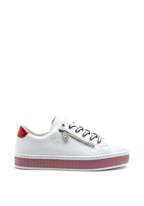 Reiker Womens Faux Leather Platform Trainers, White