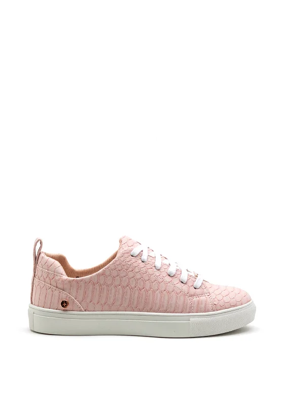 Rant and Rave Gemma Croc Print Trainer, Pink
