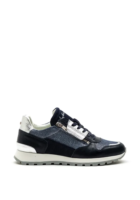 Amy Huberman Jerry Maguire Leather Mix Trainer, Denim Multi