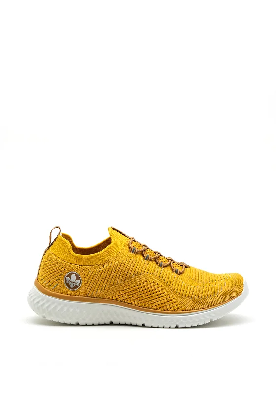 Rieker Womens Memosoft Slip on Knit Trainers, Yellow