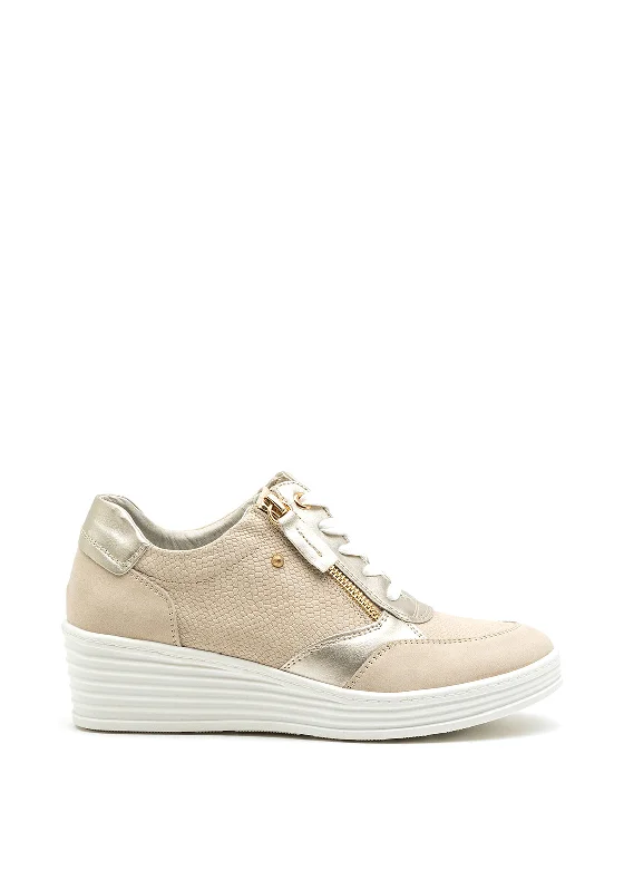 Zanni & Co. Wadi Zip Wedged Trainers, Beige