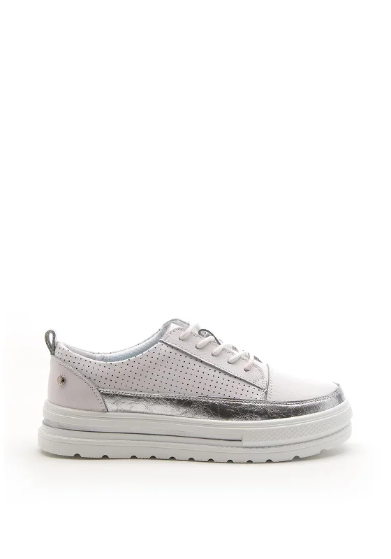 Patrizio Como Savoca Chunky Platform Metallic Trim Trainer, White