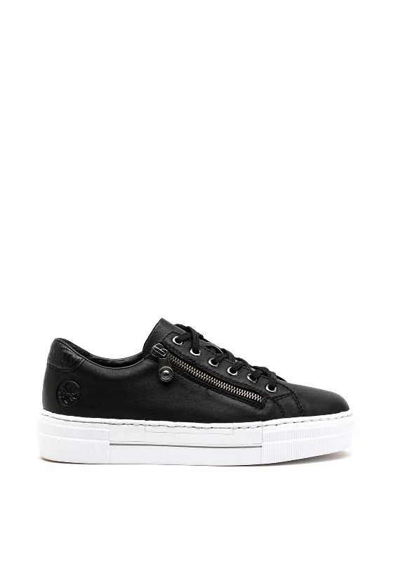 Rieker Womens Memosoft Zip Platform Trainers, Black