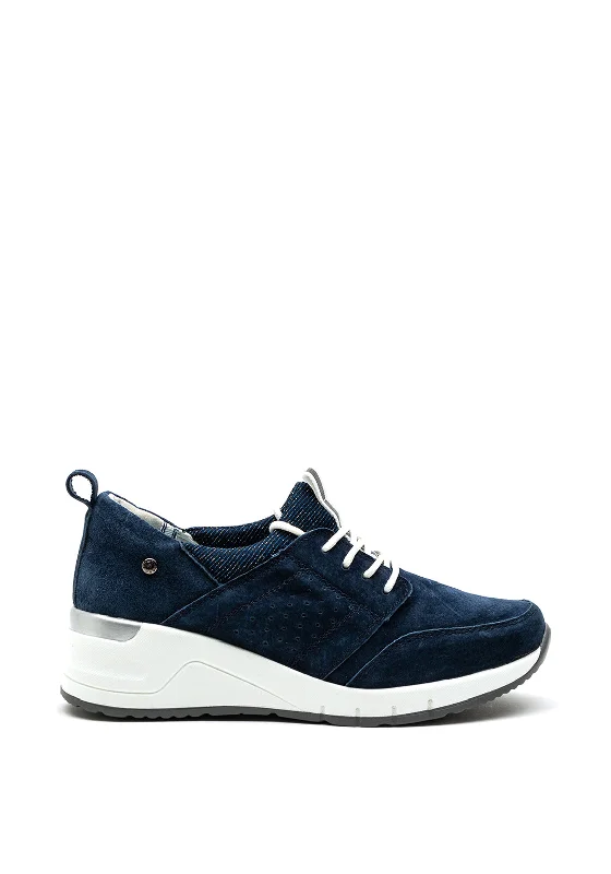 Patrizio Como Lombardy Metallic Shimmer Tongue Wedged Trainer, Navy