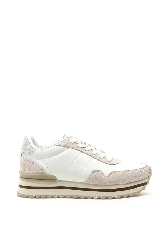Woden Nora III Suede Trim Platform Trainers, White