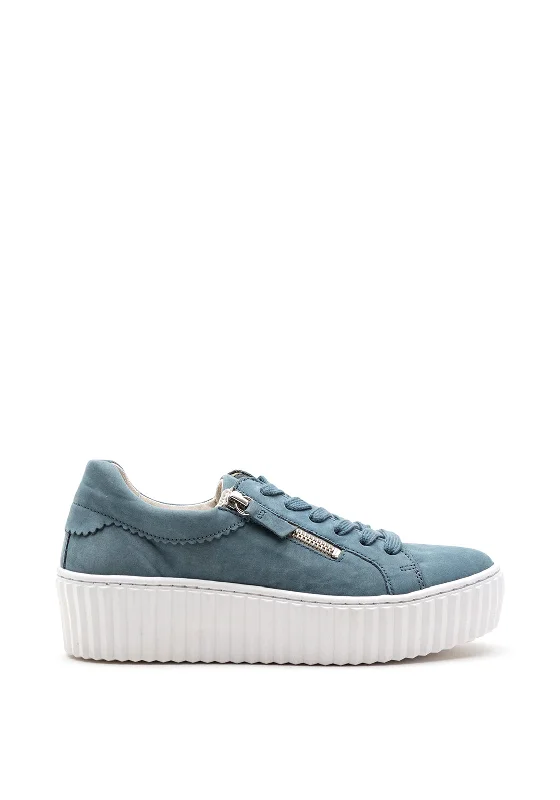 Gabor Suede Ridged Platform Sole Trainers, Blue