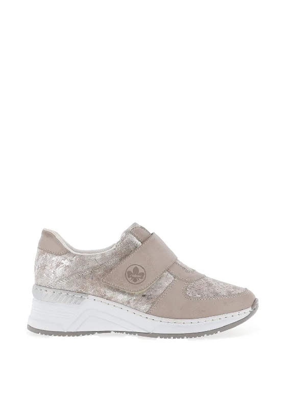 Rieker Womens Metallic Print Velcro Strap Trainers, Grey