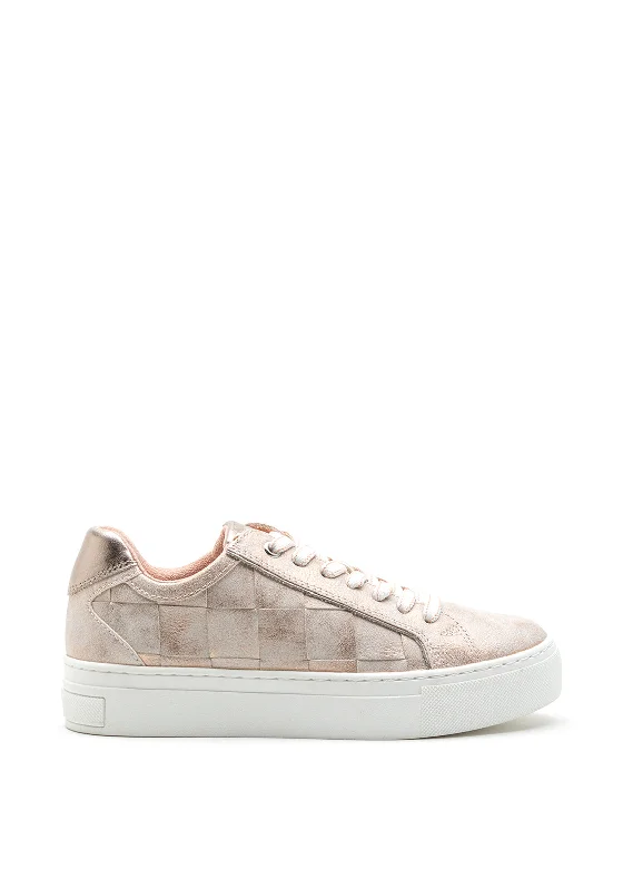 Marco Tozzi Metallic Chunky Woven Trainers, Pink